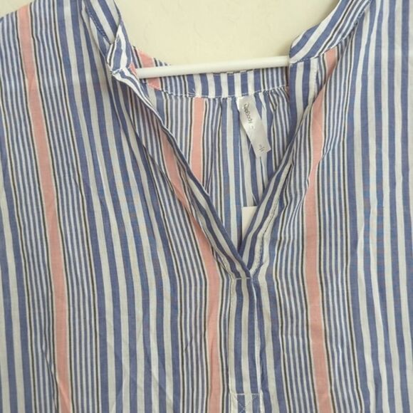 NWT Gap Body Blue White Vertical Striped Light Weight Tie Tank Top - Size S - Picture 2 of 8